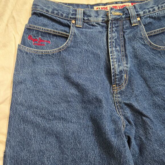 PJL Industries Mens Size 36x33 Pepe Jeans Carpenter Dark Wash Y2K Baggy *read* - Picture 9 of 16